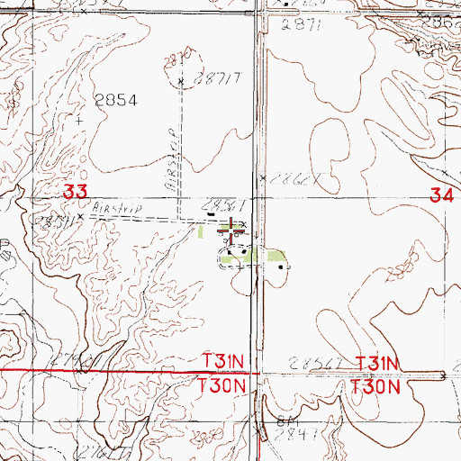 Topographic Map of Olfert Airport, MT
