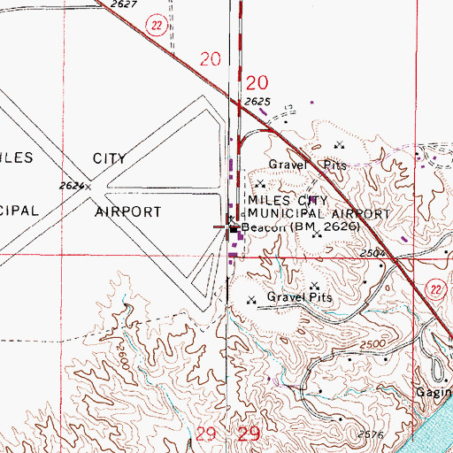 Topographic Map of Frank Wiley Field, MT