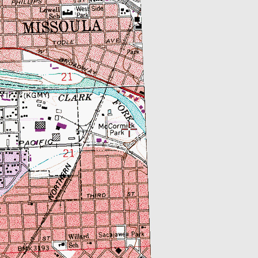 Topographic Map of Saint Patrick Hospital Heliport, MT