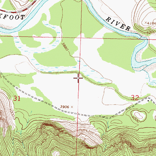 Topographic Map of Buffalo Trail Ranch Strip Airport (historical), MT