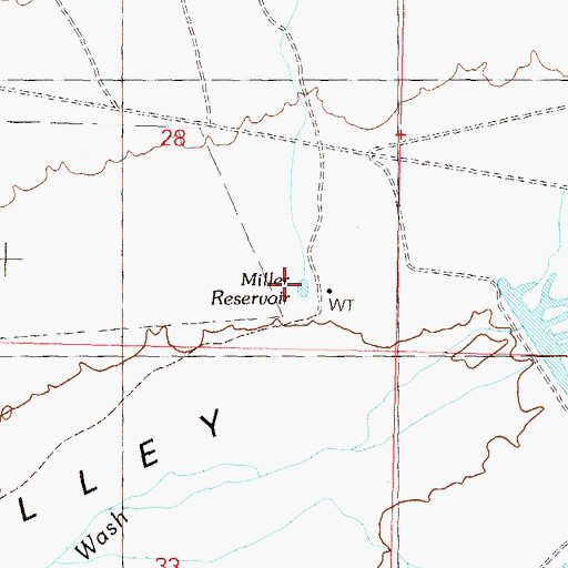 Topographic Map of Miller Reservoir, AZ