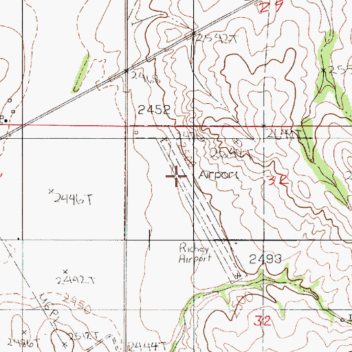 Topographic Map of Richey Airport, MT