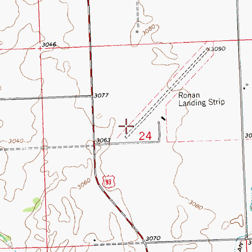 Topographic Map of Ronan Airport, MT