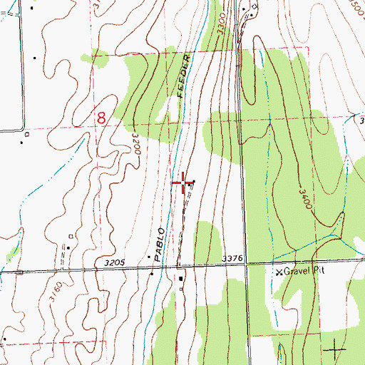 Topographic Map of Hoversland Airport, MT