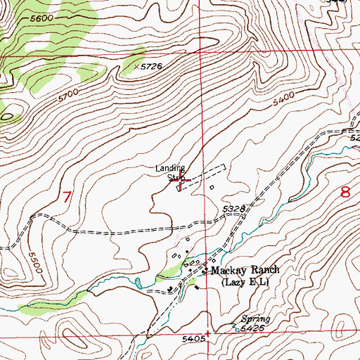 Topographic Map of Mackay Ranch Airport (historical), MT