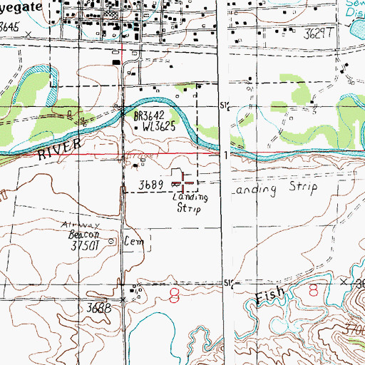 Topographic Map of Ryegate Airport, MT