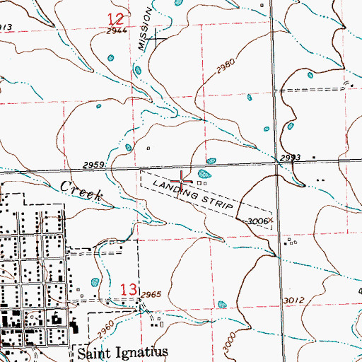 Topographic Map of St Ignatius Airport, MT