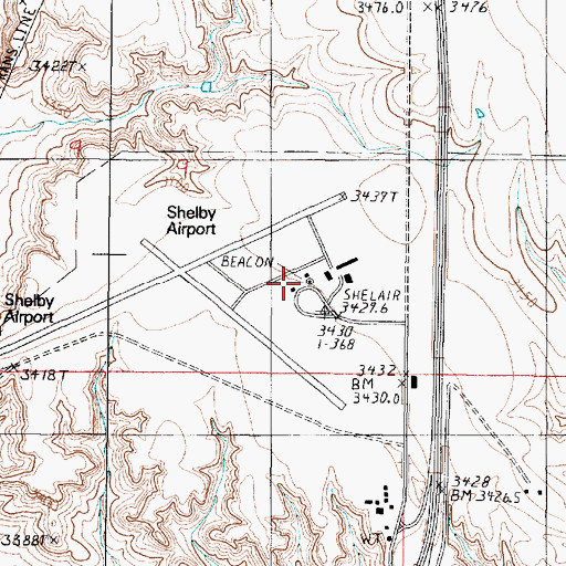 Topographic Map of Shelby Airport, MT