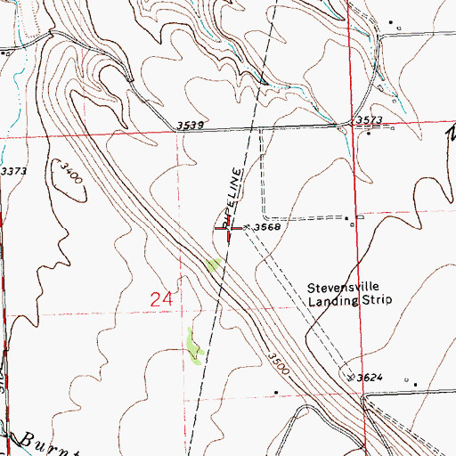 Topographic Map of Stevensville Airport, MT