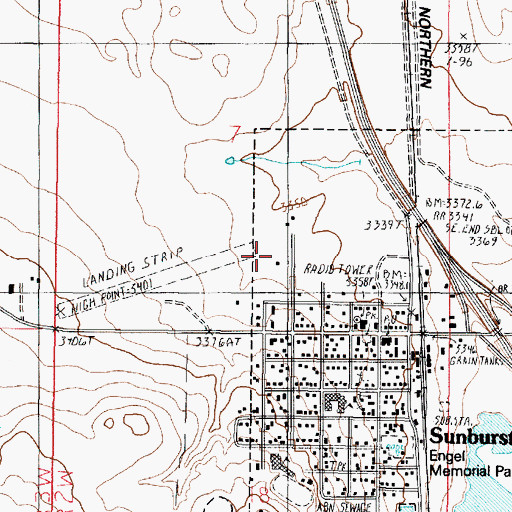 Topographic Map of Sunburst Airport, MT