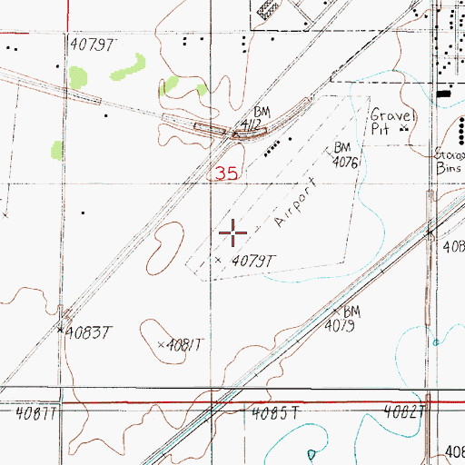 Topographic Map of Three Forks Airport, MT