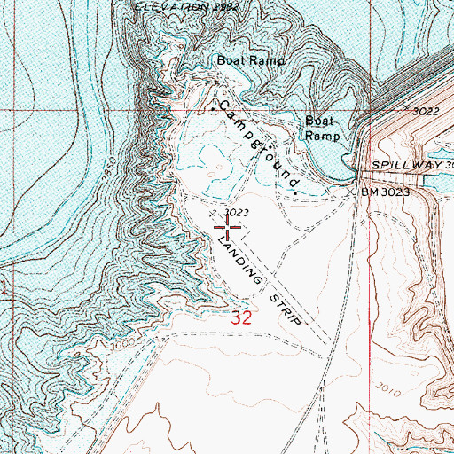 Topographic Map of Tiber Dam Airport, MT