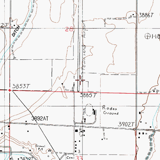 Topographic Map of Townsend Airport, MT