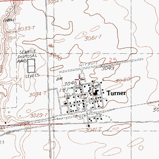 Topographic Map of Turner Airport, MT