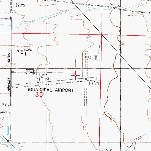 Topographic Map of Twin Bridges Airport, MT