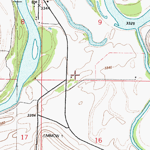Topographic Map of Bair Airport, MT