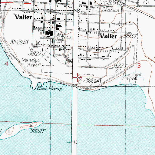 Topographic Map of Valier Airport, MT