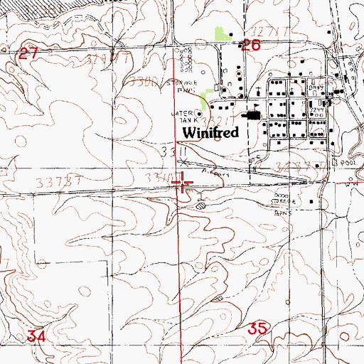 Topographic Map of Winifred Airport, MT