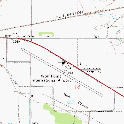 Topographic Map of L M Clayton Airport, MT