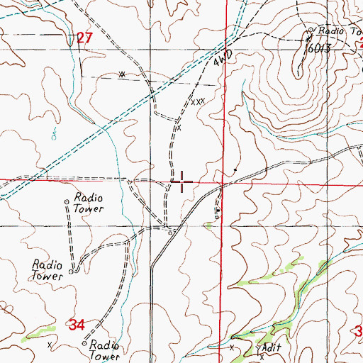 Topographic Map of KBOW-AM (Butte), MT