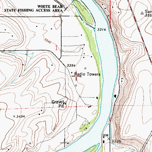 Topographic Map of KMON-AM (Great Falls), MT
