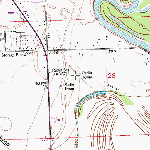 Topographic Map of KGEZ-AM (Kalispell), MT