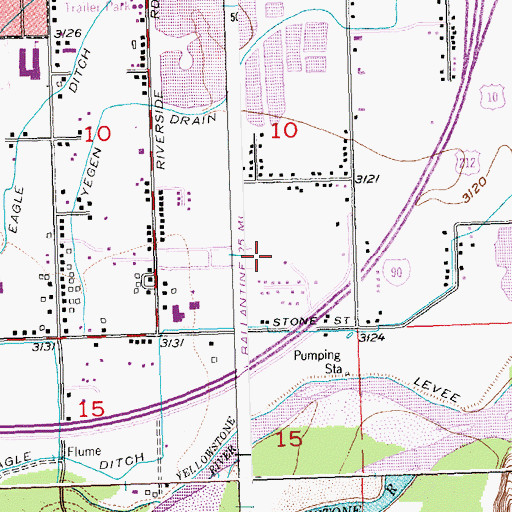 Topographic Map of KURL-AM (Billings), MT