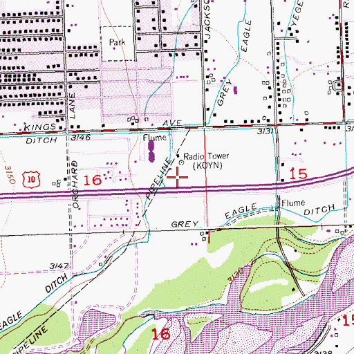 Topographic Map of KBLG-AM (Billings), MT