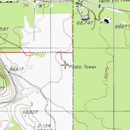 Topographic Map of KWYS-AM (West Yellowstone), MT
