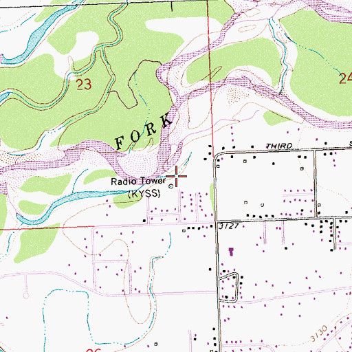 Topographic Map of KLCY-AM (East Missoula), MT