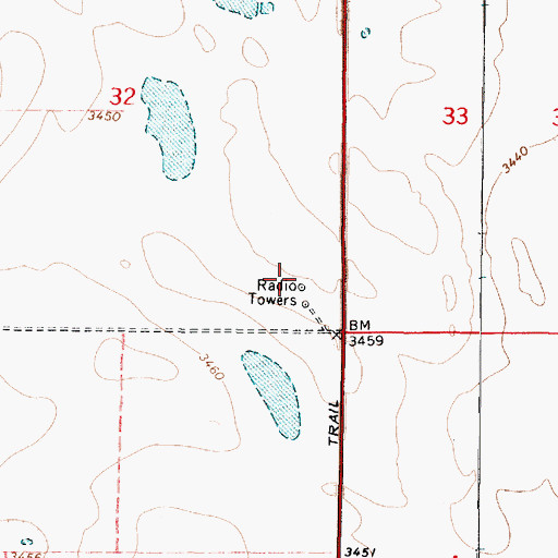 Topographic Map of KSEN-AM (Shelby), MT