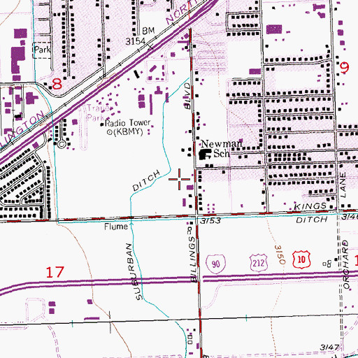 Topographic Map of KUUS-AM (Billings), MT