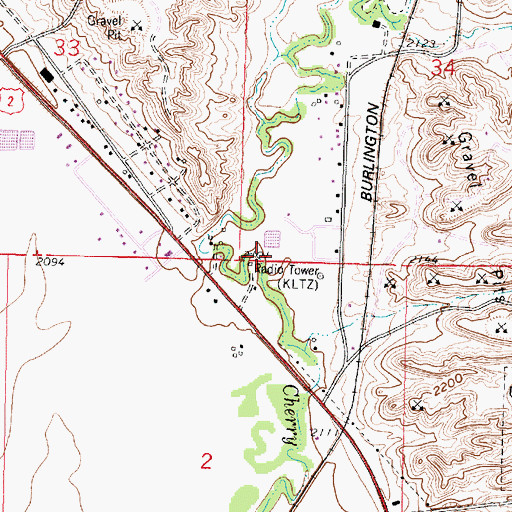 Topographic Map of KLTZ-AM (Glasgow), MT