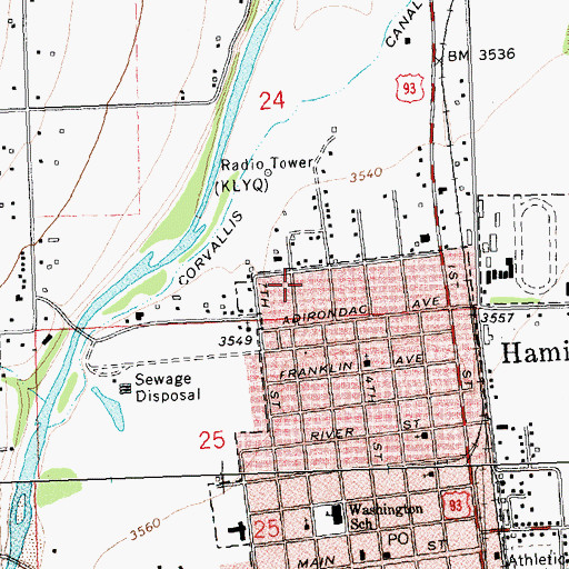 Topographic Map of KLYQ-AM (Hamilton), MT