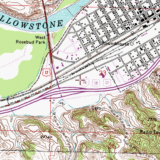 Topographic Map of KIKC-AM (Forsyth), MT