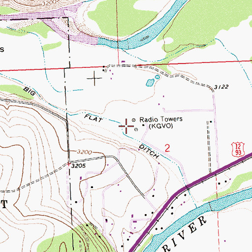 Topographic Map of KGVO-AM (Missoula), MT