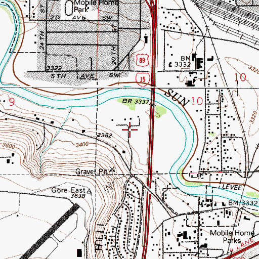 Topographic Map of KQDI-AM (Great Falls), MT