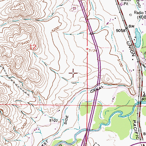Topographic Map of KDBM-AM (Dillon), MT