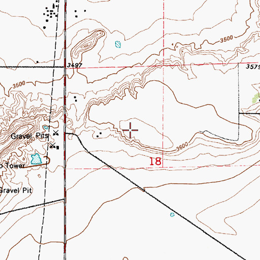 Topographic Map of KMCW-AM (Great Falls), MT