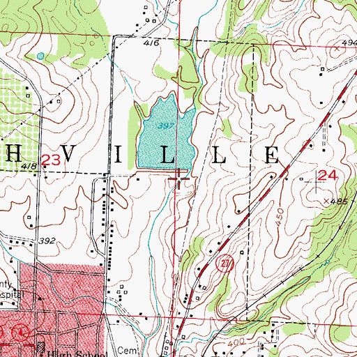 Topographic Map of Lake Nickels Dam, AR