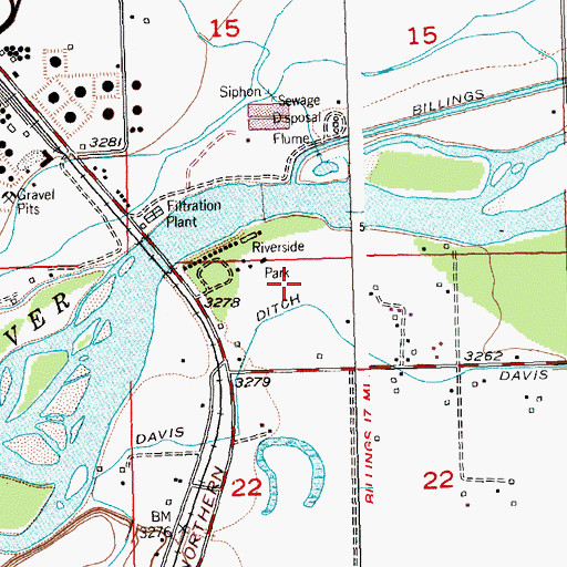 Topographic Map of KBSR-AM (Laurel), MT