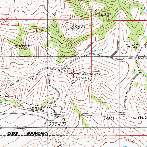 Topographic Map of KGVW-FM (Belgrade), MT