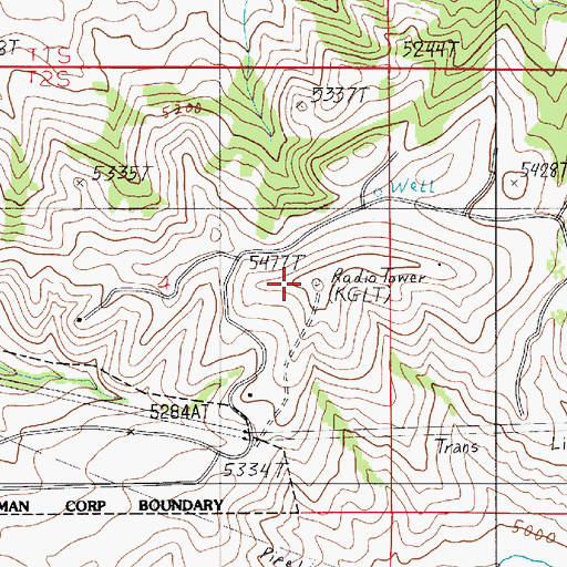 Topographic Map of KGLT-FM (Bozeman), MT