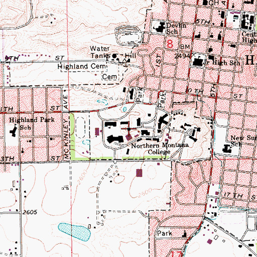 Topographic Map of KNMC-FM (Havre), MT