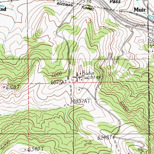 Topographic Map of KYBS-FM (Livingston), MT