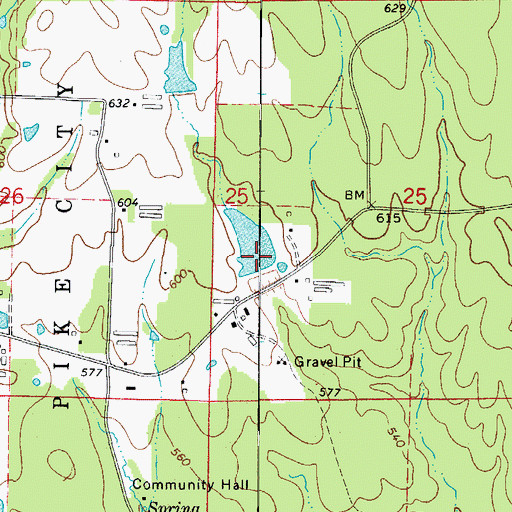 Topographic Map of Womack Lake Dam, AR