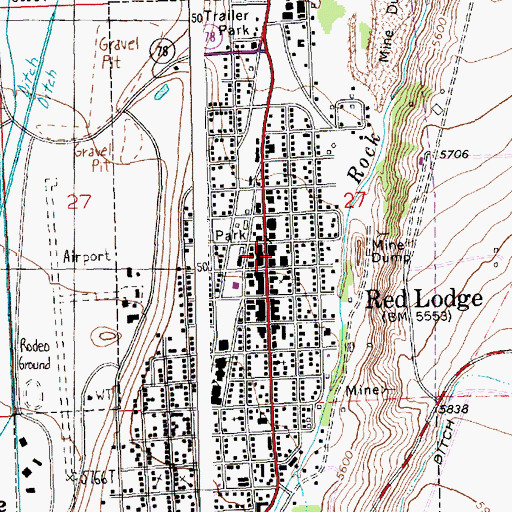 Topographic Map of KAFM-FM (Red Lodge), MT
