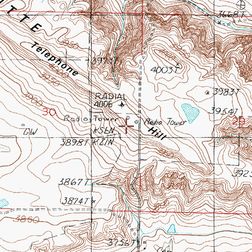 Topographic Map of KZIN-FM (Shelby), MT