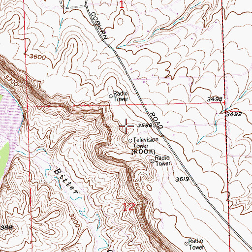 Topographic Map of KPQD-TV (Billings), MT