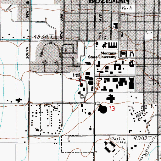 Topographic Map of KUSM-TV (Bozeman), MT